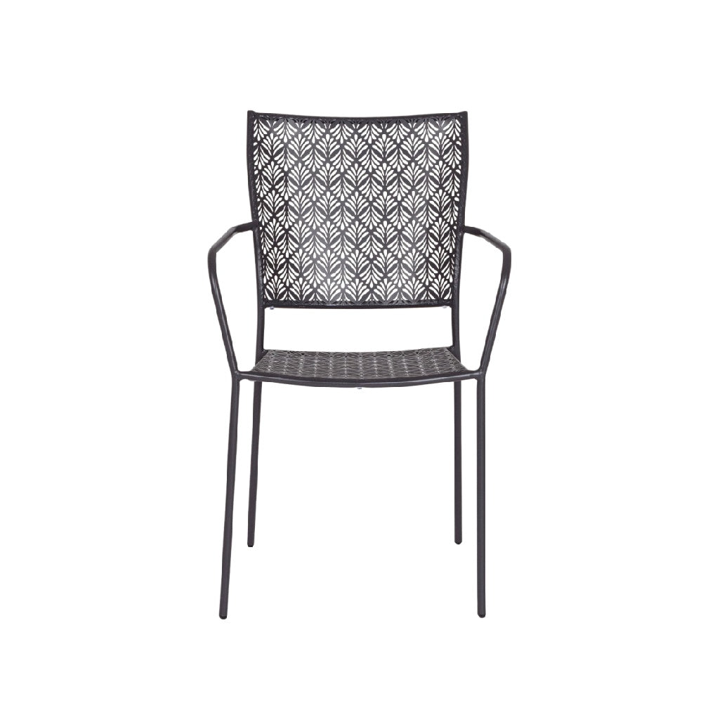 Sedia in Metallo con Design Intrecciato e Braccioli