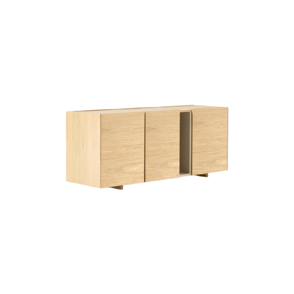 Mobile TV in Legno Naturale con Ante Scorrevoli